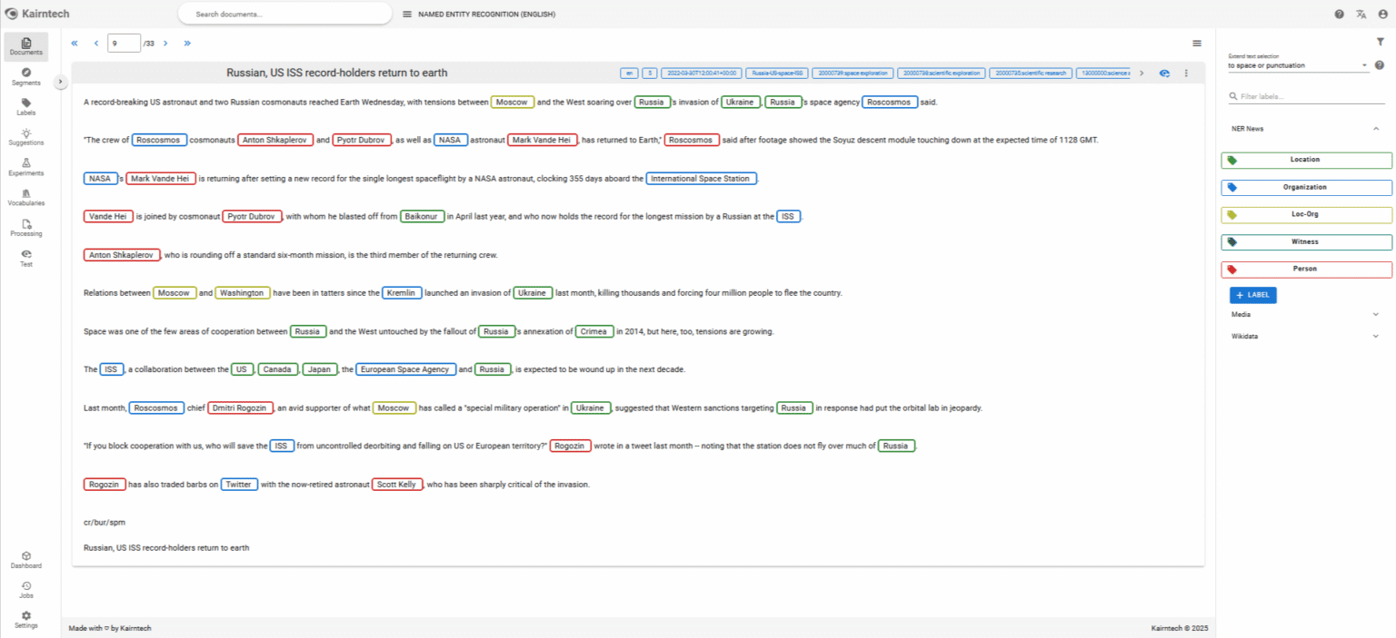 How to automatically annotate a set of documents? - Kairntech Documentation